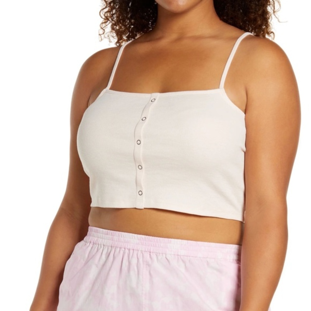 NEW Nordstrom BP tank top front snap cropped cami M